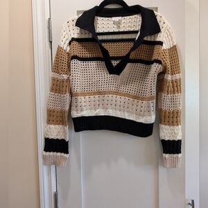 Le Lis Collection 100% Cotton Cropped Sweater,L